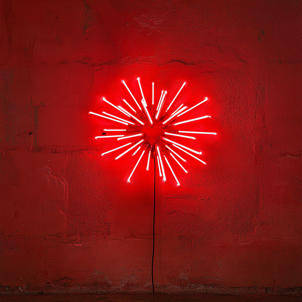 Firework Burst - Red Neon Sign, 24 Inches