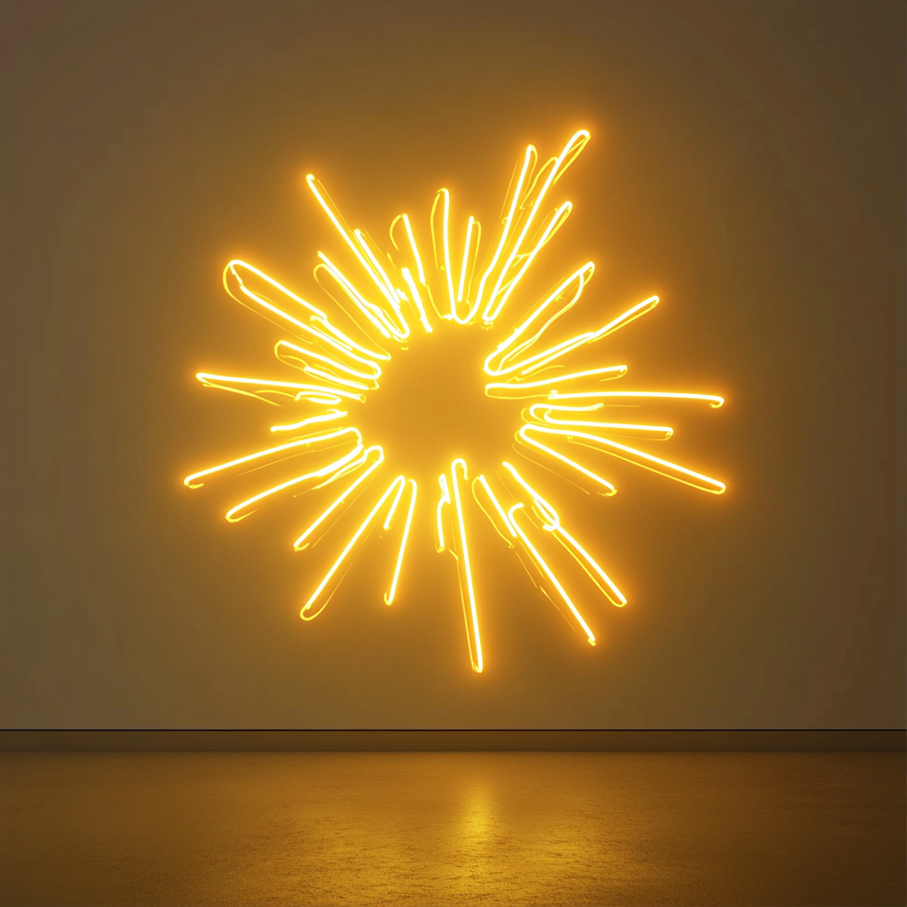 Firework Burst - Yellow Neon Sign, 18 Inches