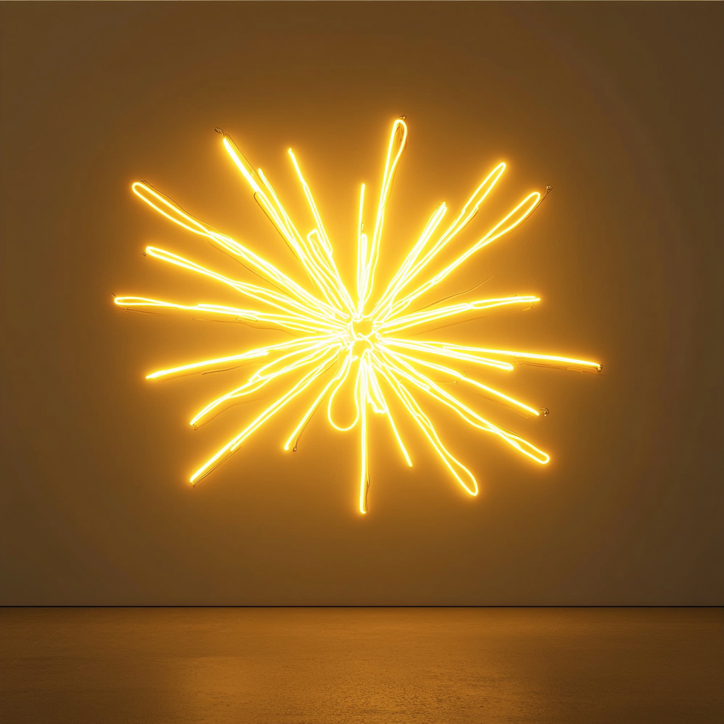 Firework Burst - Yellow Neon Sign, 24 Inches