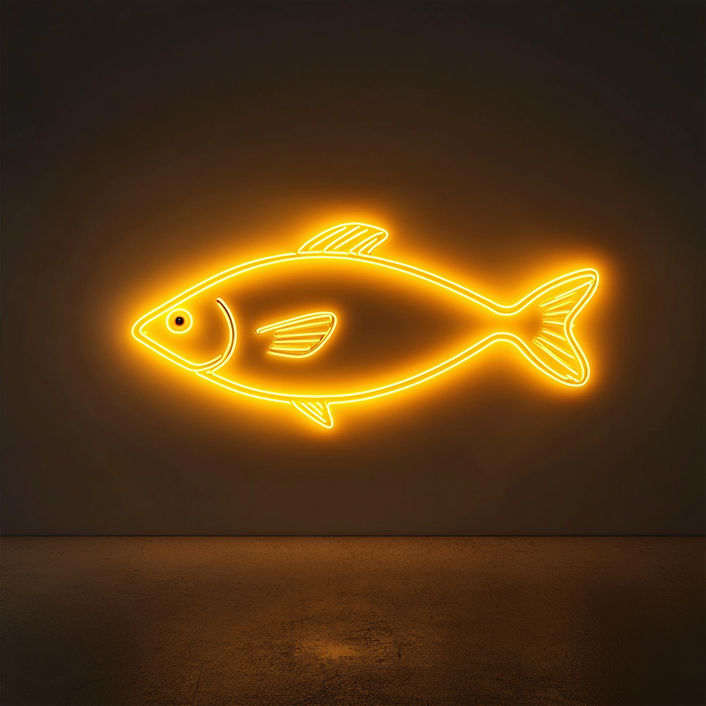 Fish - Yellow Neon Sign, 18 Inches
