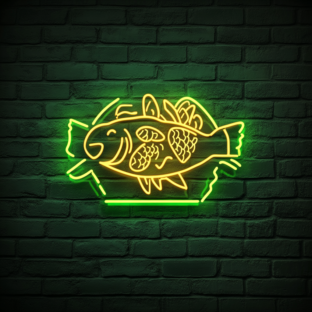 Fish and Chips - Green Neon Sign, 18 Inches