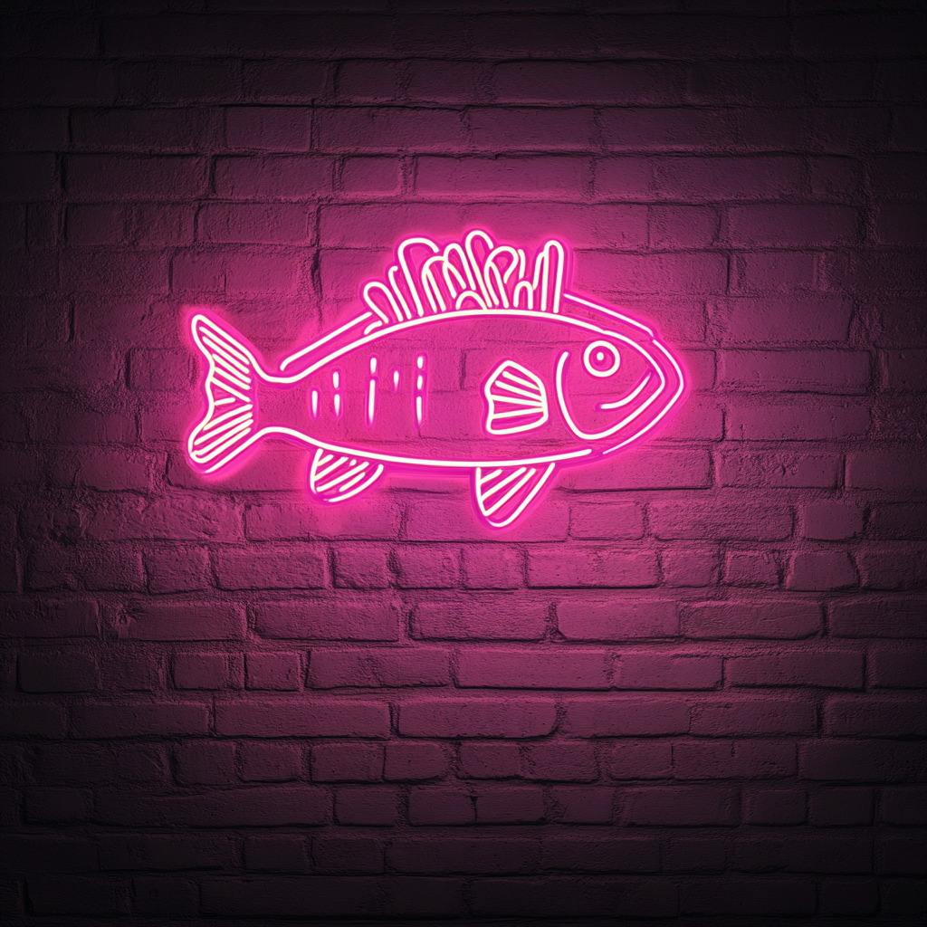 Fish and Chips - Pink Neon Sign, 18 Inches