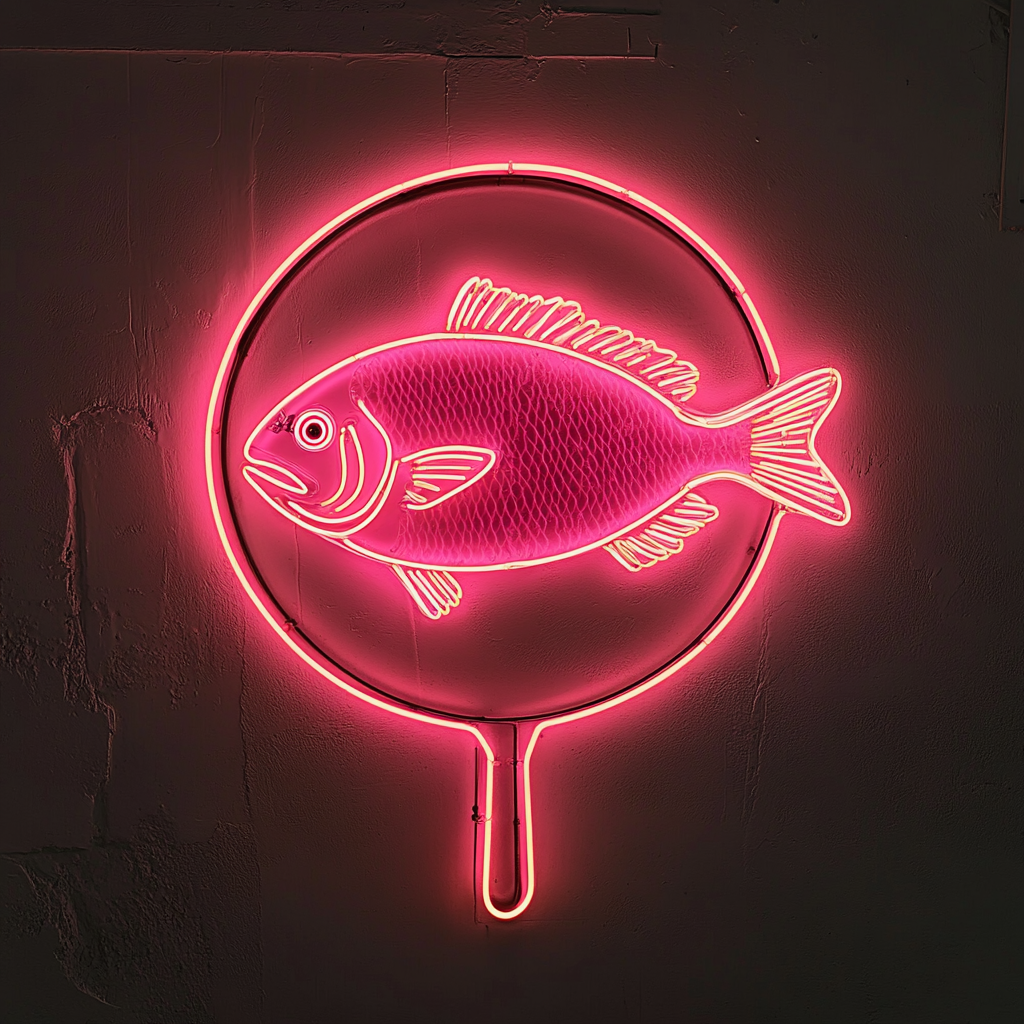 Fish in a Pan - Pink Neon Sign, 24 Inches