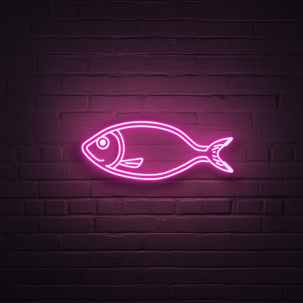 Fish in a Pan - Pink Neon Sign, 18 Inches