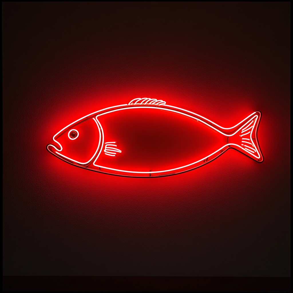 Fish in a Pan - Red Neon Sign, 24 Inches