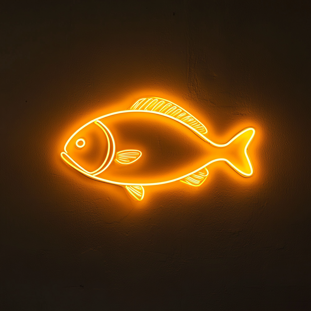 Fish in a Pan - Yellow Neon Sign, 24 Inches