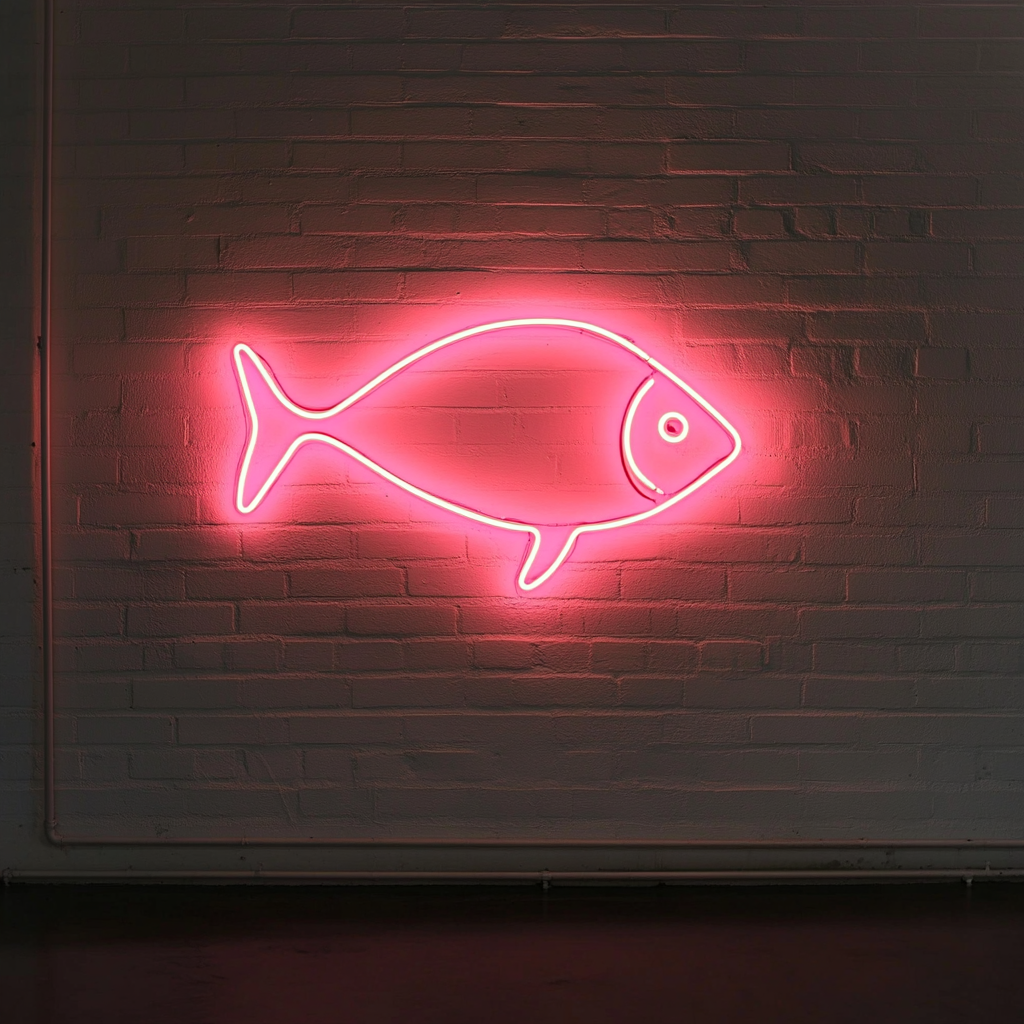 Fish Outline - Pink Neon Sign, 24 Inches