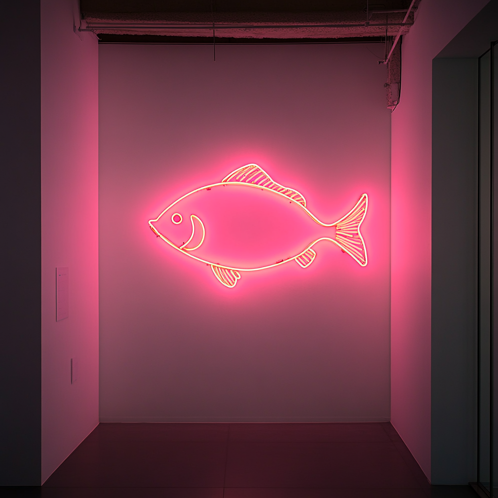 Fish Outline - Pink Neon Sign, 24 Inches