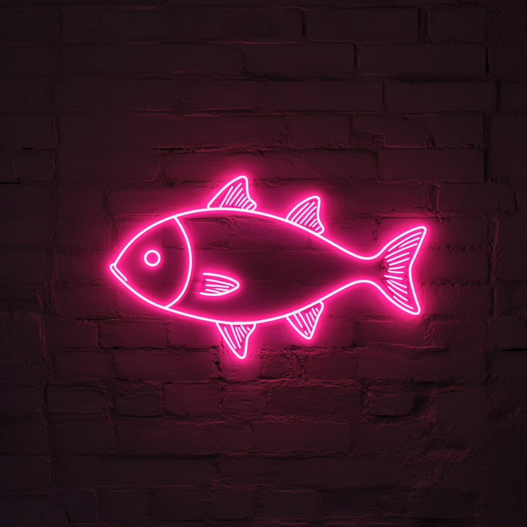 Fish Outline - Pink Neon Sign, 24 Inches