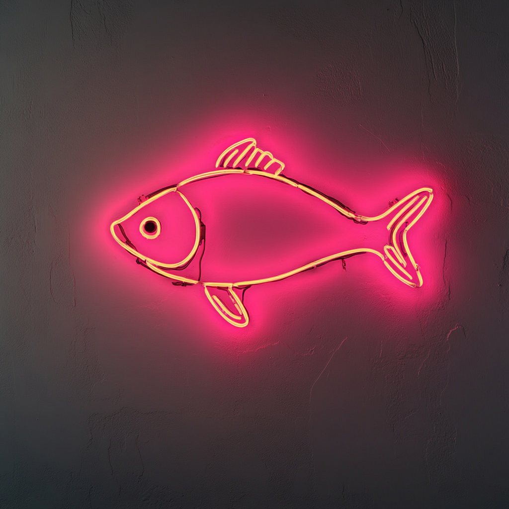 Fish Skewer - Pink Neon Sign, 24 Inches