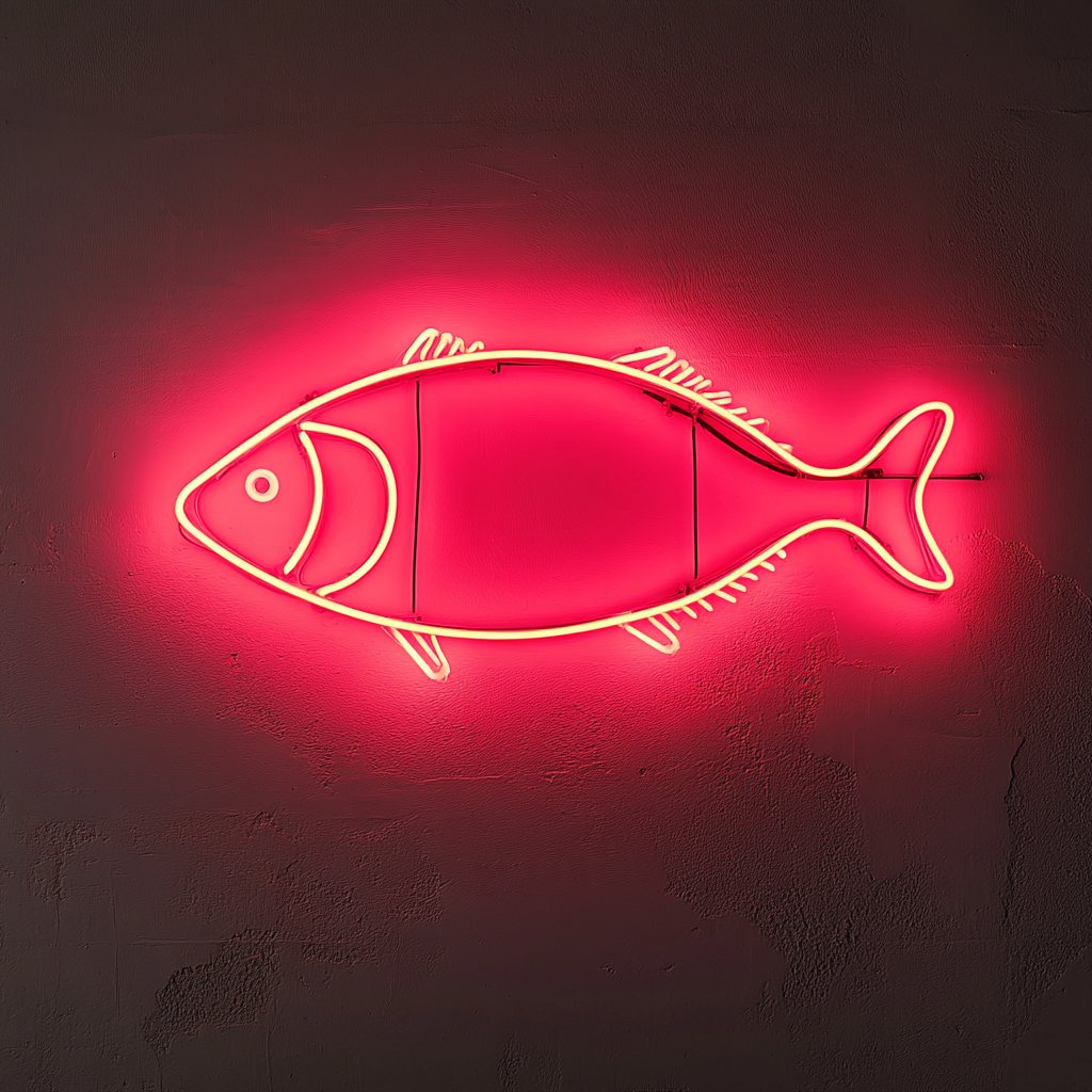 Fish Skewer - Pink Neon Sign, 24 Inches