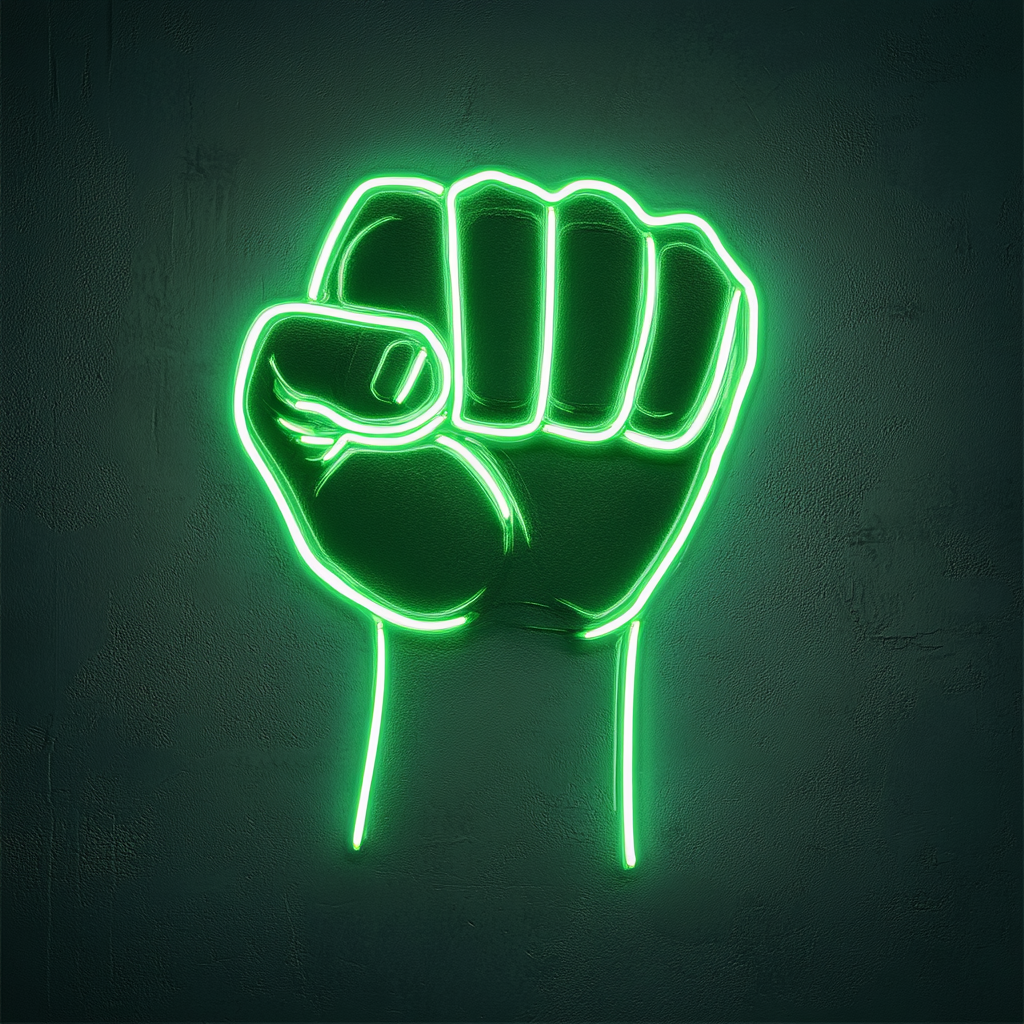 Fist - Green Neon Sign, 18 Inches