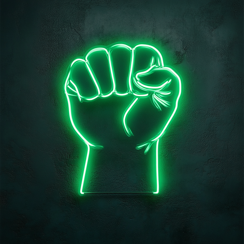 Fist - Green Neon Sign, 24 Inches