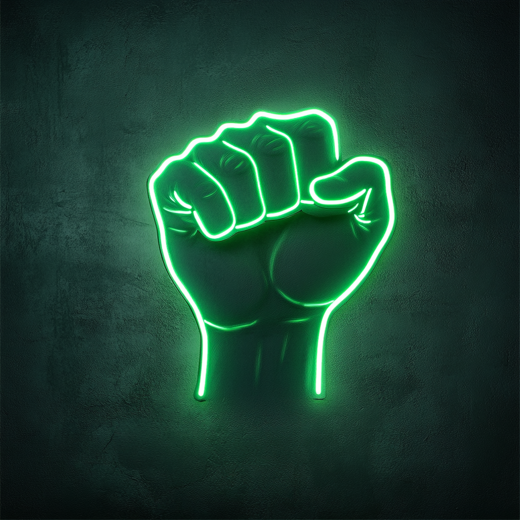 Fist - Green Neon Sign, 24 Inches