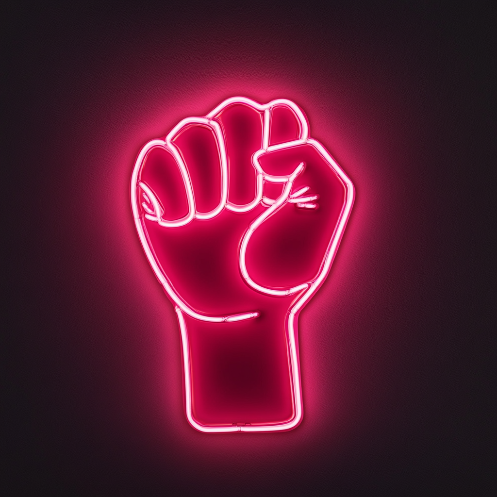 Fist - Pink Neon Sign, 18 Inches