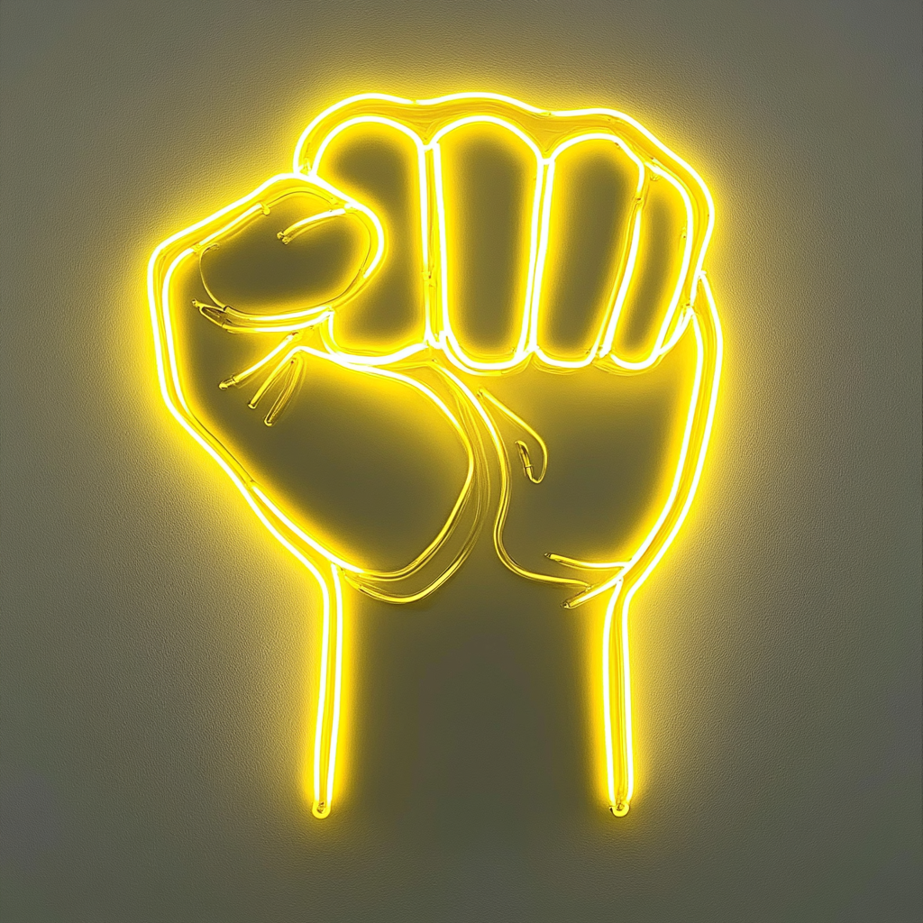 Fist - Yellow Neon Sign, 24 Inches