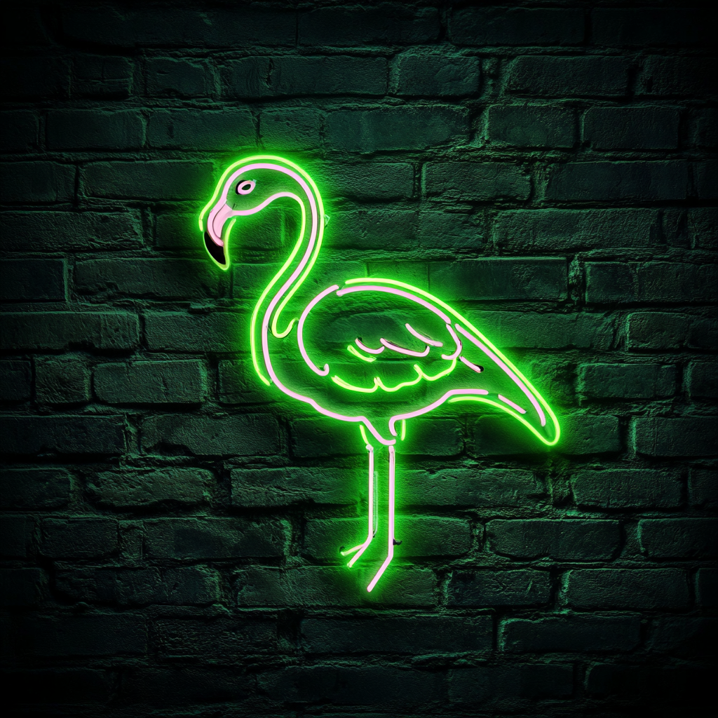 Flamingo - Green Neon Sign, 18 Inches