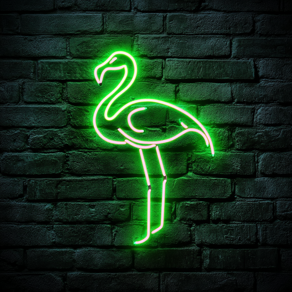 Flamingo - Green Neon Sign, 18 Inches