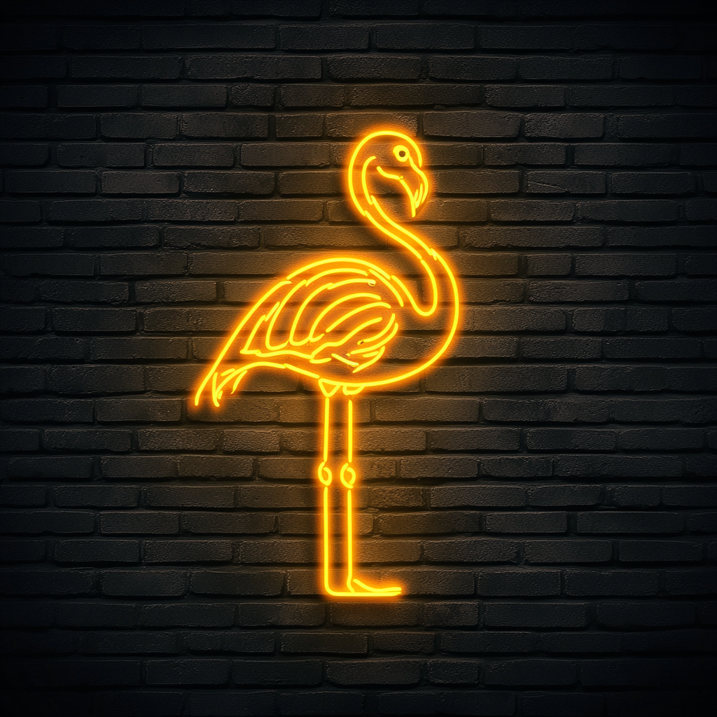 Flamingo - Yellow Neon Sign, 18 Inches