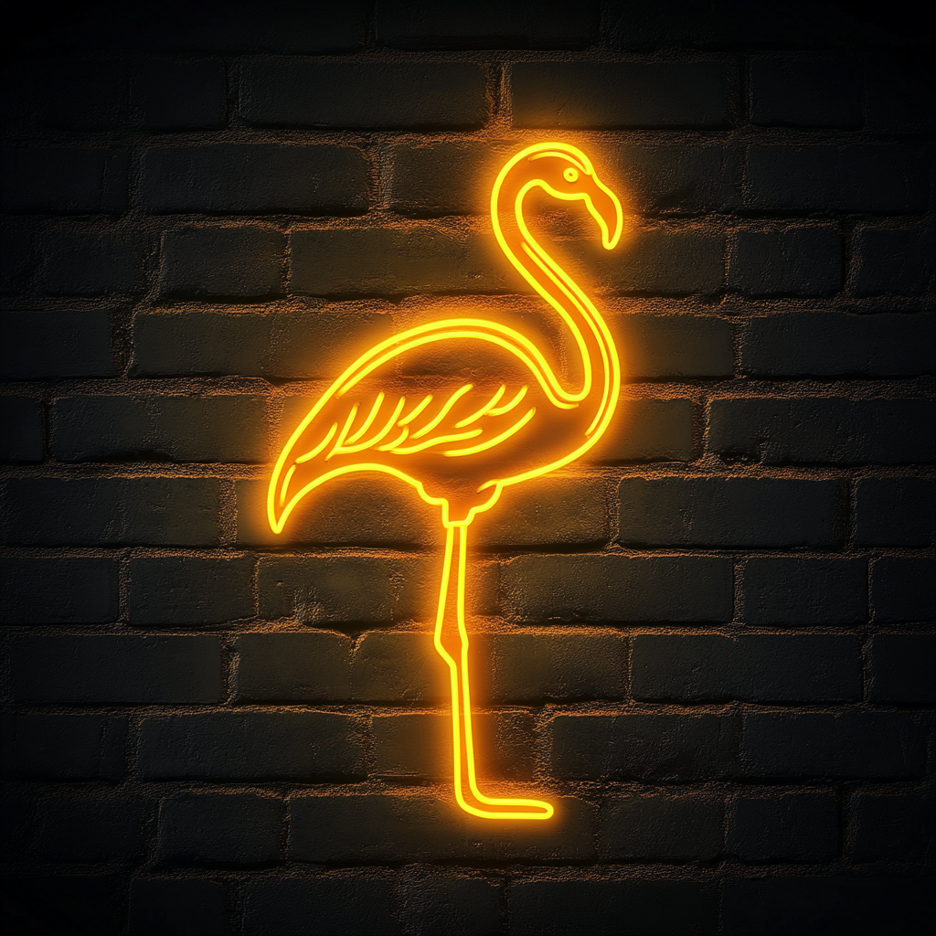 Flamingo - Yellow Neon Sign, 18 Inches