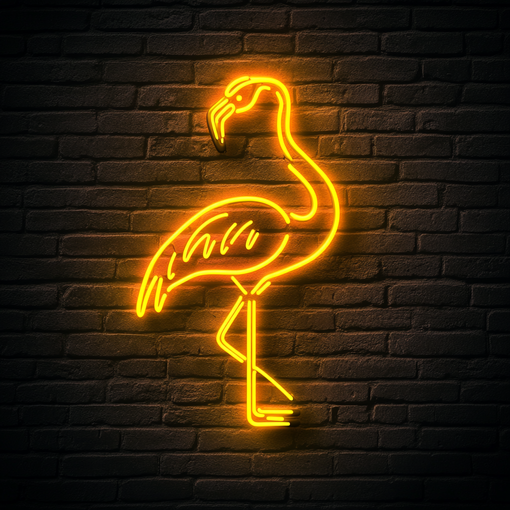 Flamingo - Yellow Neon Sign, 24 Inches