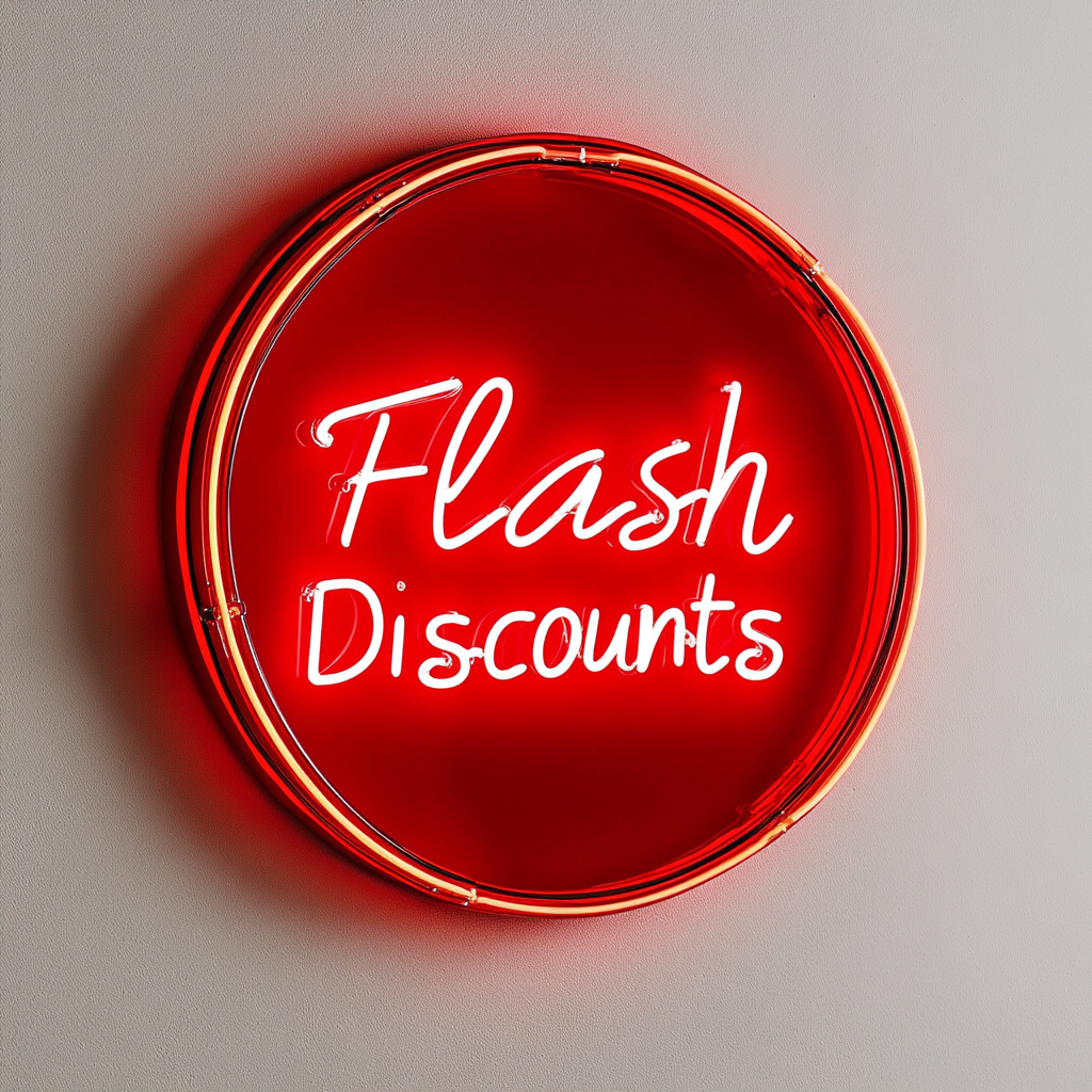 "Flash Discounts" - Red Neon Sign, 24 Inches