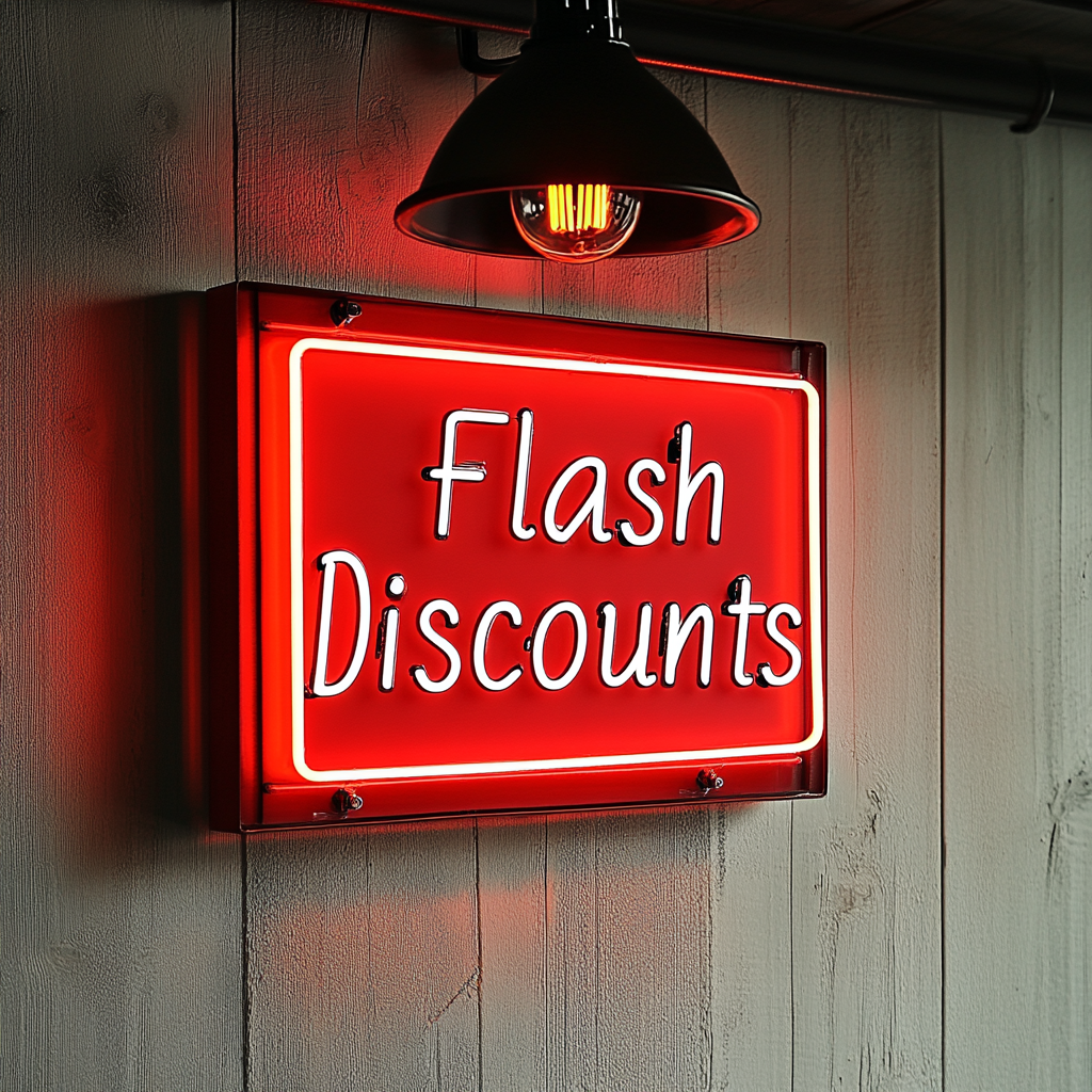"Flash Discounts" - Red Neon Sign, 24 Inches