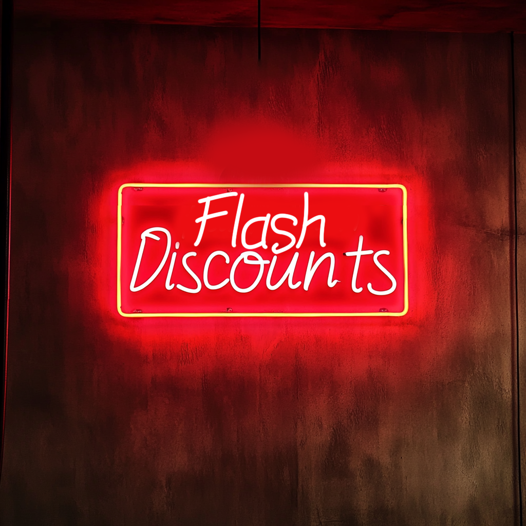 "Flash Discounts" - Red Neon Sign, 24 Inches