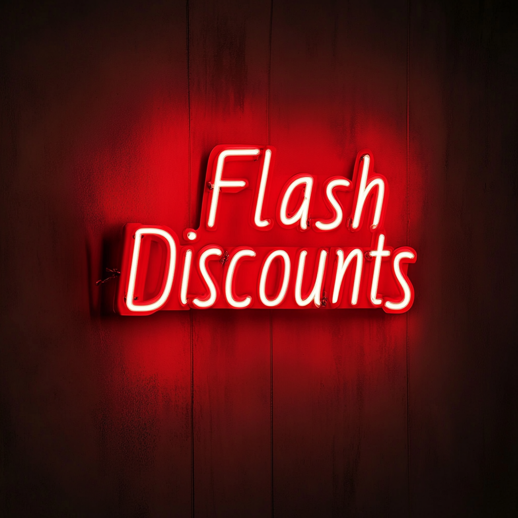 "Flash Discounts" - Red Neon Sign, 24 Inches
