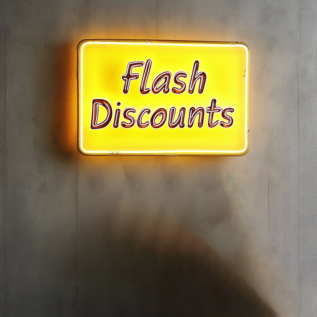 "Flash Discounts" - Yellow Neon Sign, 24 Inches