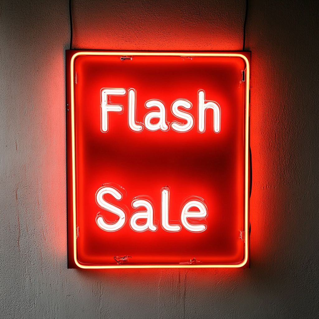 "Flash Sale" - Red Neon Sign, 18 Inches