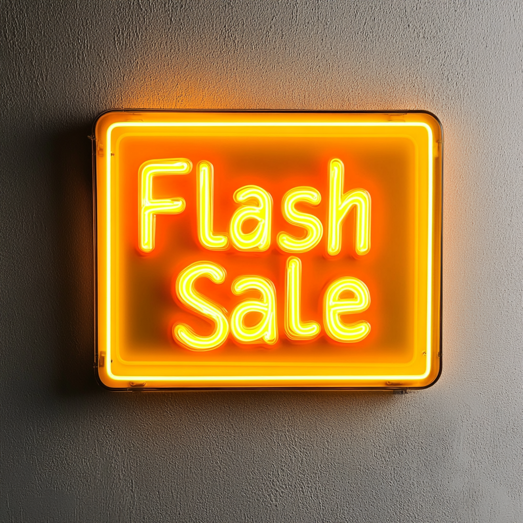 "Flash Sale" - Yellow Neon Sign, 18 Inches