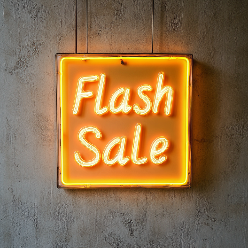 "Flash Sale" - Yellow Neon Sign, 18 Inches