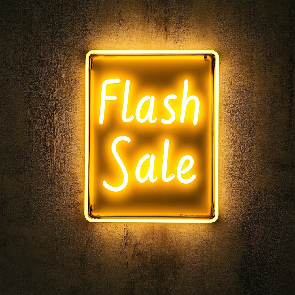 "Flash Sale" - Yellow Neon Sign, 18 Inches