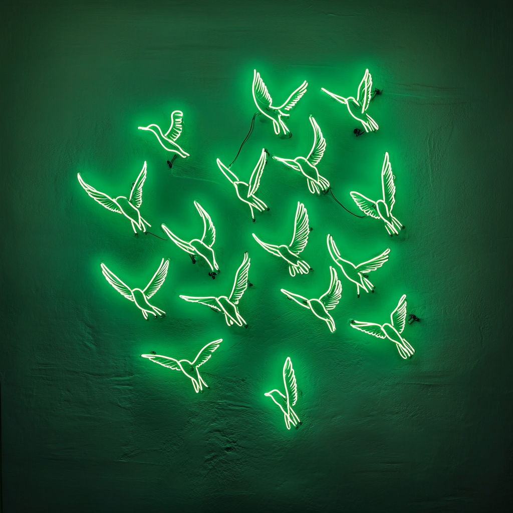 Flock of Birds - Green Neon Sign, 18 Inches