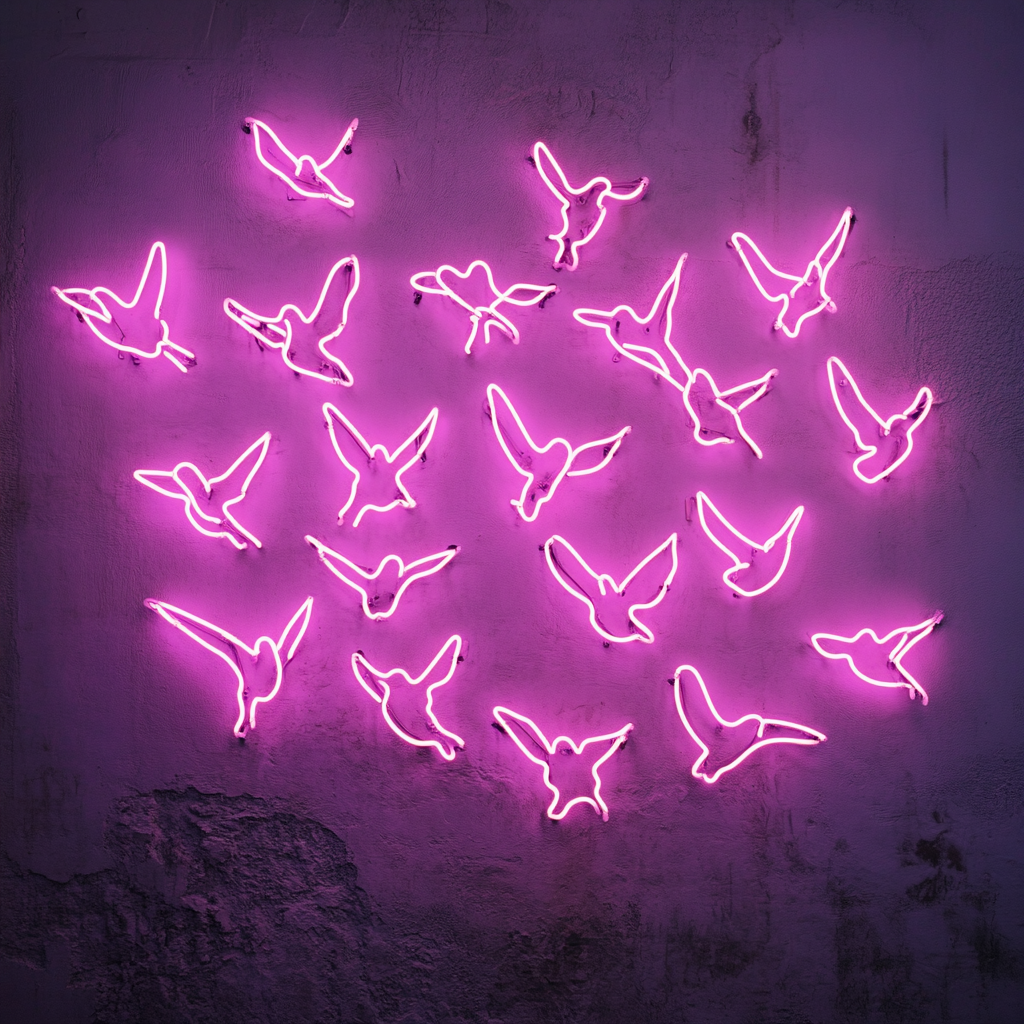 Flock of Birds - Pink Neon Sign, 18 Inches