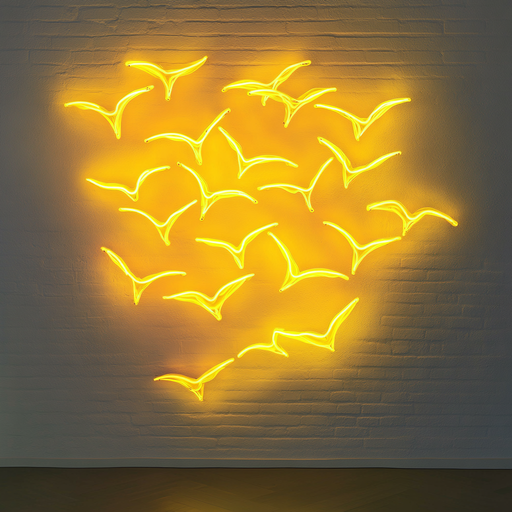 Flock of Birds - Yellow Neon Sign, 18 Inches