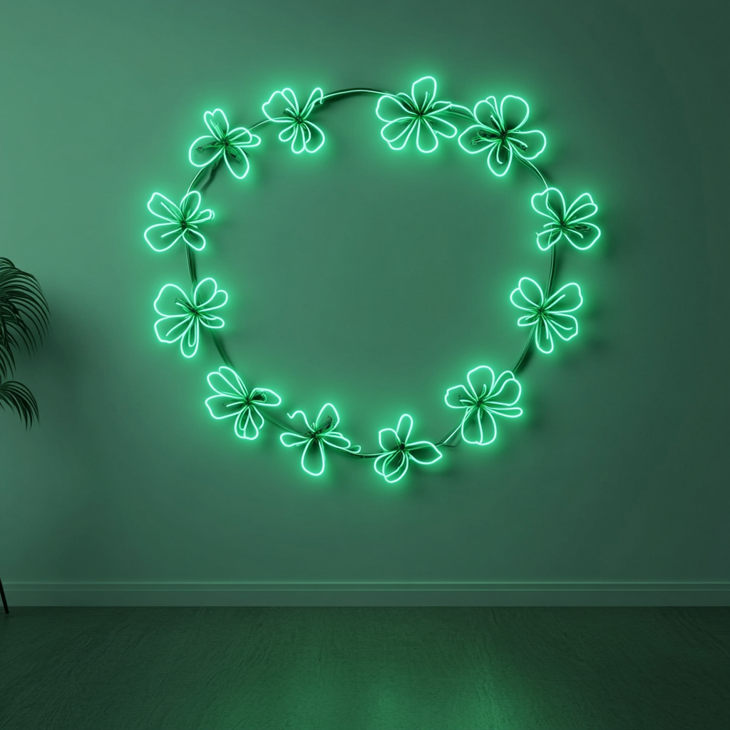 Flower Garland - Green Neon Sign, 18 Inches