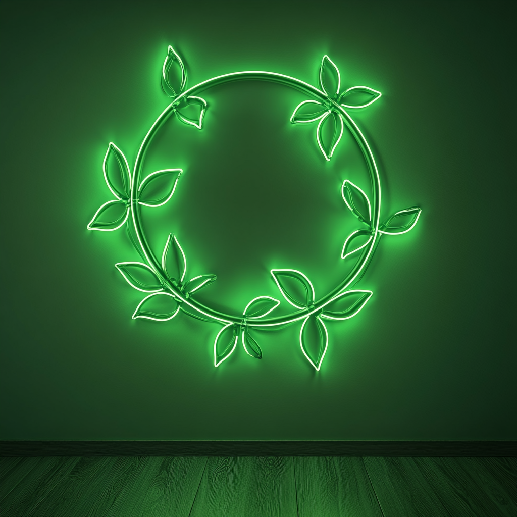 Flower Garland - Green Neon Sign, 18 Inches