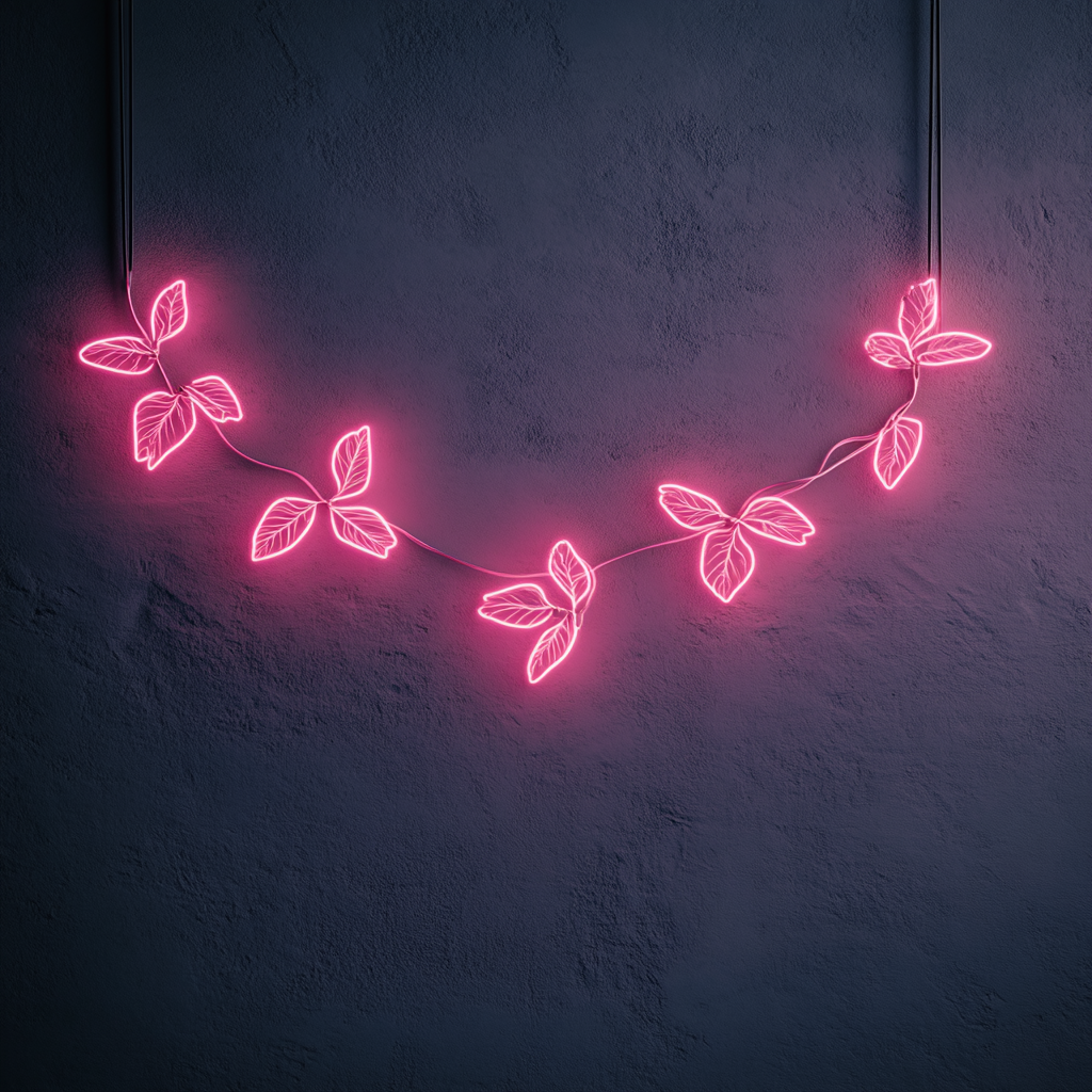 Flower Garland - Pink Neon Sign, 24 Inches