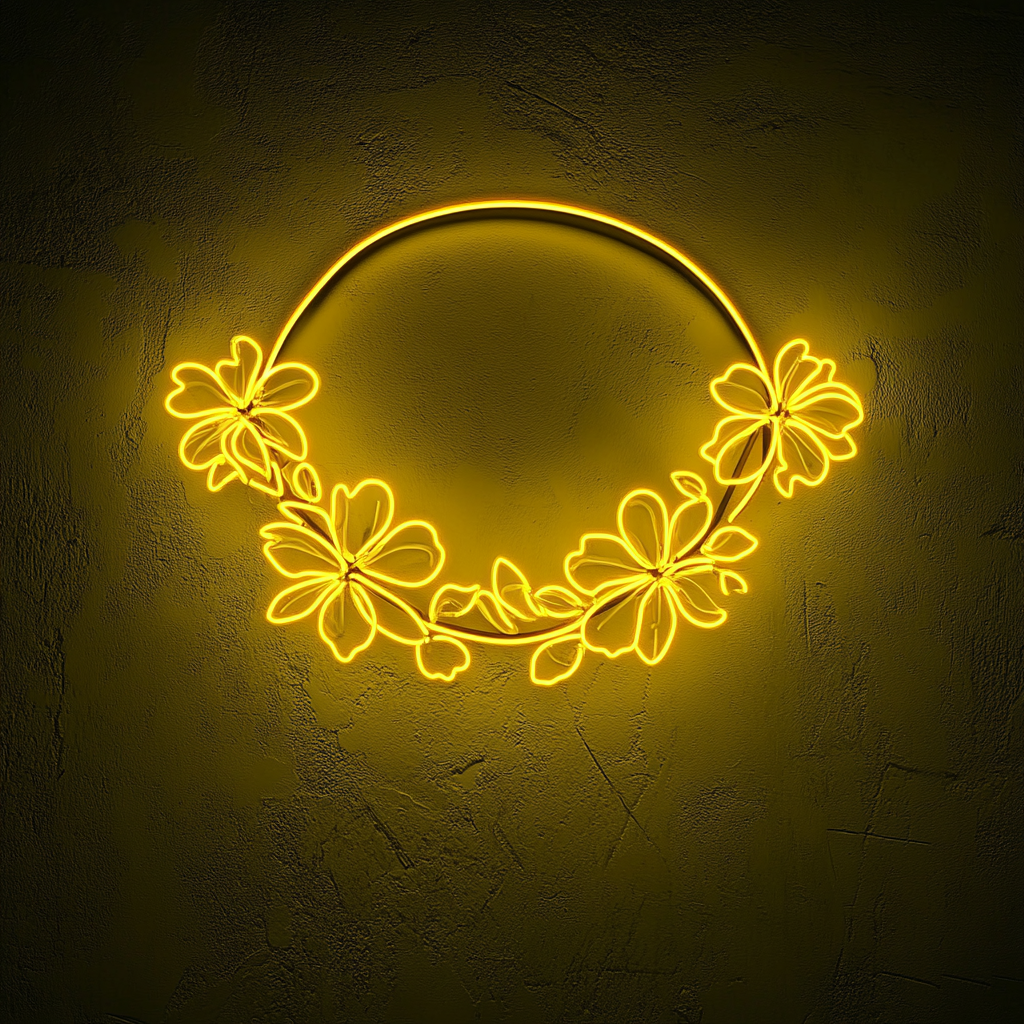 Flower Garland - Yellow Neon Sign, 18 Inches