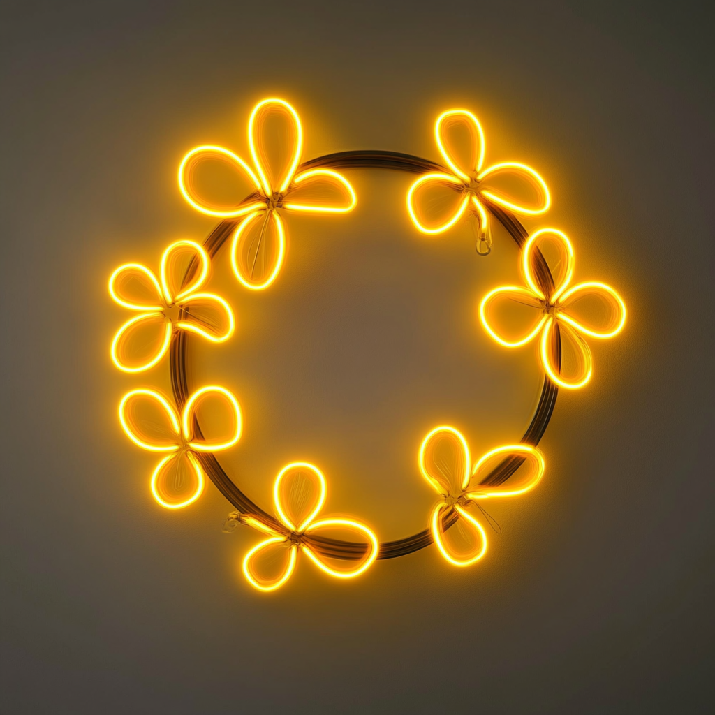 Flower Garland - Yellow Neon Sign, 24 Inches