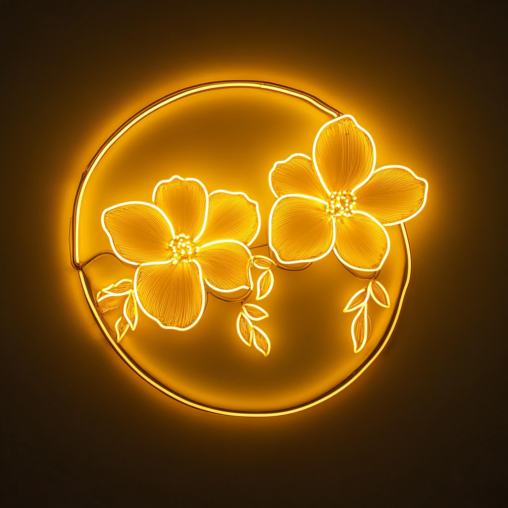 Flower Garland - Yellow Neon Sign, 24 Inches