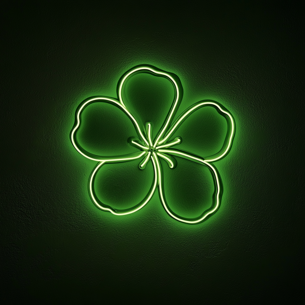 Flower Outline - Green Neon Sign, 18 Inches