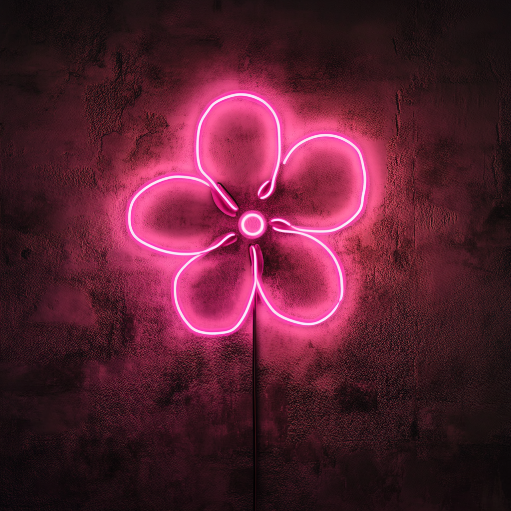 Flower Outline - Pink Neon Sign, 24 Inches