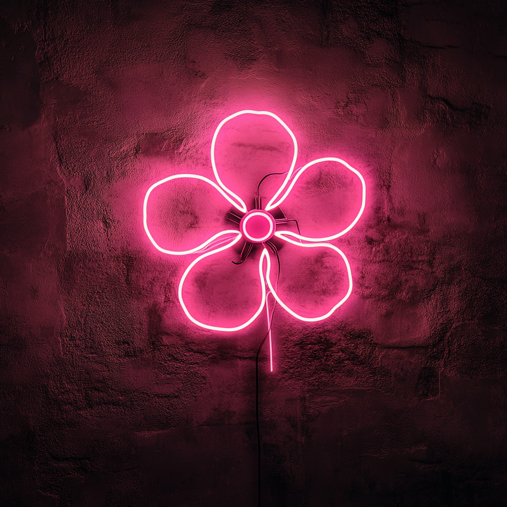 Flower Outline - Pink Neon Sign, 24 Inches