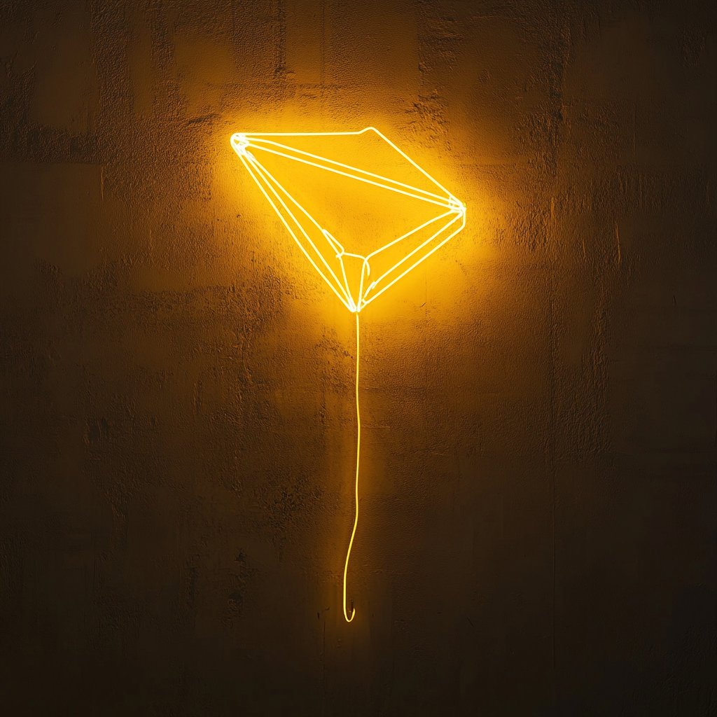 Flying Kite - Yellow Neon Sign, 18 Inches