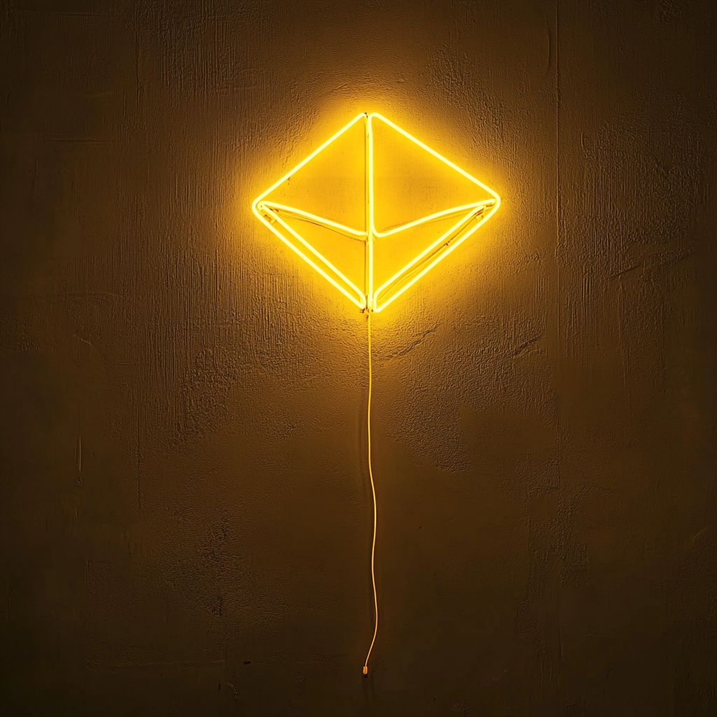 Flying Kite - Yellow Neon Sign, 24 Inches