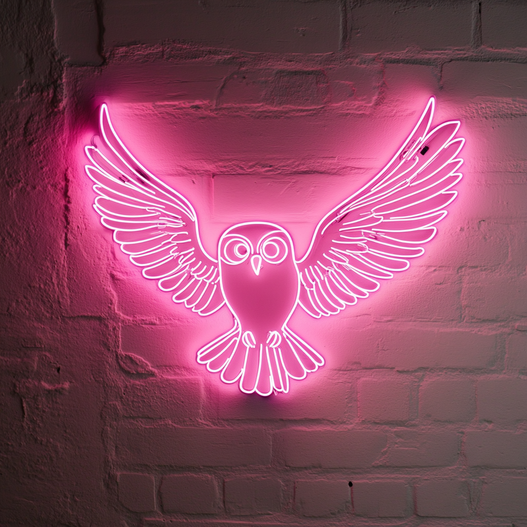 Flying Owl - Pink Neon Sign, 24 Inches