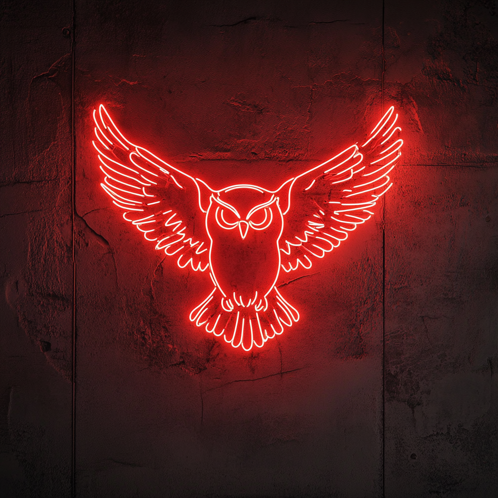 Flying Owl - Red Neon Sign, 18 Inches